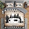 Comforter Set King Size, Camping Camper Rv 7 Pcs Bedding for Kids and Adults, Car Family Bed Sheet Sets with Fitted Sheet 2 Pillowcases & 2 Shams for Bedroom Bed Decor