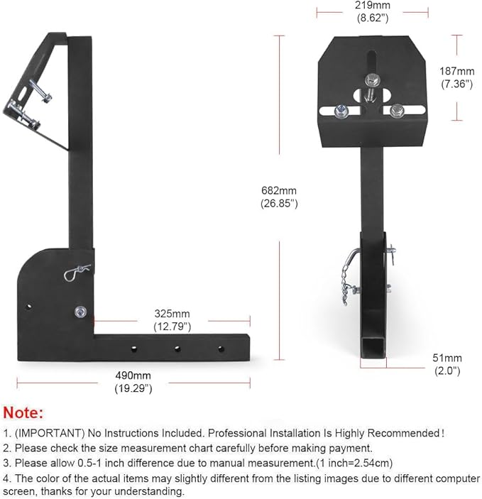 Multi Functional Foldable Trailer Hitch Spare Tire Carrier Adjustable Hitch Fit for 2 Inch Receive Mount Compatible with 4 & 5 & 6 Lugs Trailer Wheels