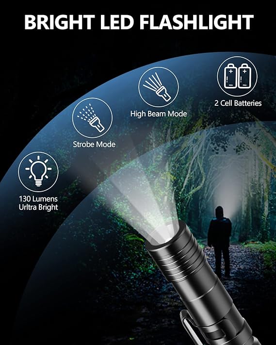 12 in 1 Tactical Pen, Self Defense Pen Multitool Gifts for Men, Stocking Stuffers for Adult, Cool EDC Gear- Christmas Birthday White Elephant Gifts for Dad, Husband, Boyfriend From Daughter Son Wife