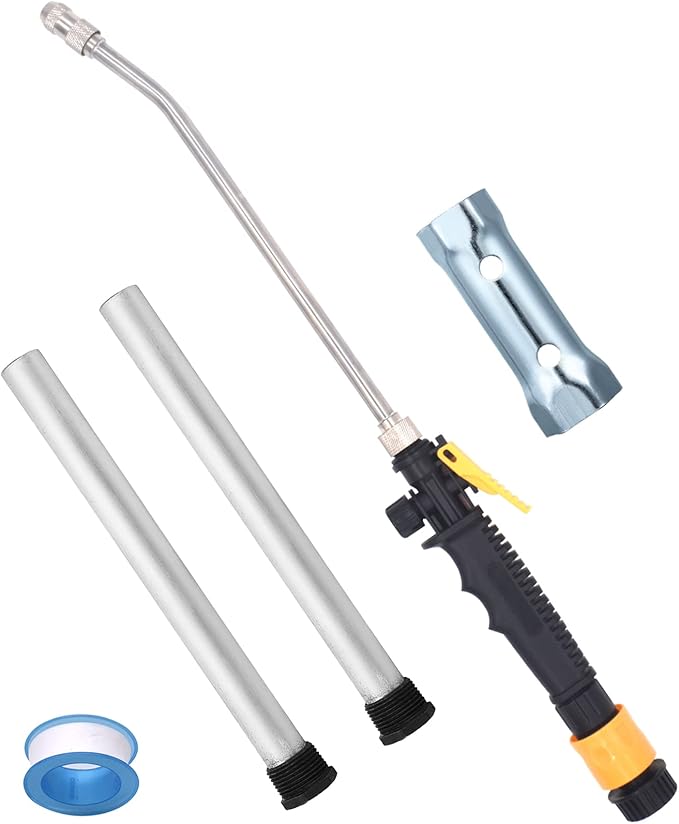 5Pack RV Water Heater Anode Rod & Flush Wand & Element Socket - 9.25"L x 3/4"NPT Thread Magnesium Rod for Suburban, Mor-Flo, Camper Hot Water Tank Cleaning Rinser with Dual Hex Wrench Removal Tool