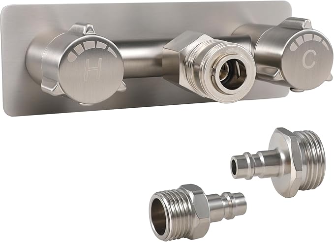 All Metal RV Exterior Quick Connect Faucet,4"RV Shower Faucet Replacement,RV Outside Shower Valve Kit,Camper Shower Faucet Valve with Quick Connect
