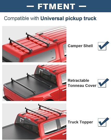 57" Universal Roof Ladder Rack for Van & Pickup Truck Cap & Topper, Roof Rack, 2 Bars, Heavy Duty Aluminum Ladder Roof Van Rack Truck Rack (Drilling Required) Adjustable Ladder Rack (Black)