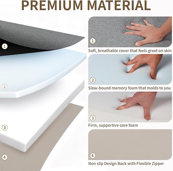 Twin Folding Mattress, Memory Foam Portable Foldable Mattress with Handle & Non-Slip Bottom, Saving Space for Kid Room, RV, Travel, Camping, Yoga, 75"x38"x4"