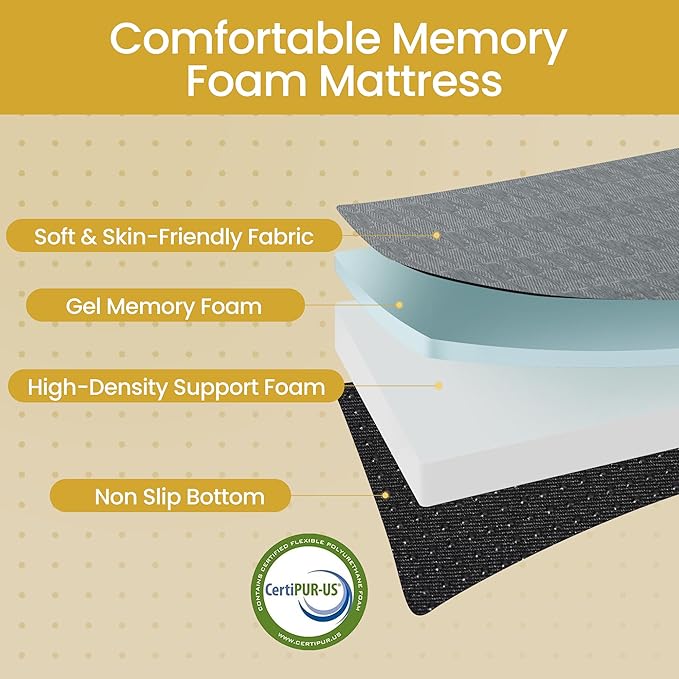 Tri Folding Mattress Full Size - 6 Inch Dual-Layer Memory Foam Foldable Mattress Portable Futon Sofa Bed with Removable Washable Cover, Handle & Non-Slip Bottom for Guest, Camping, RV, Yoga, Home Use