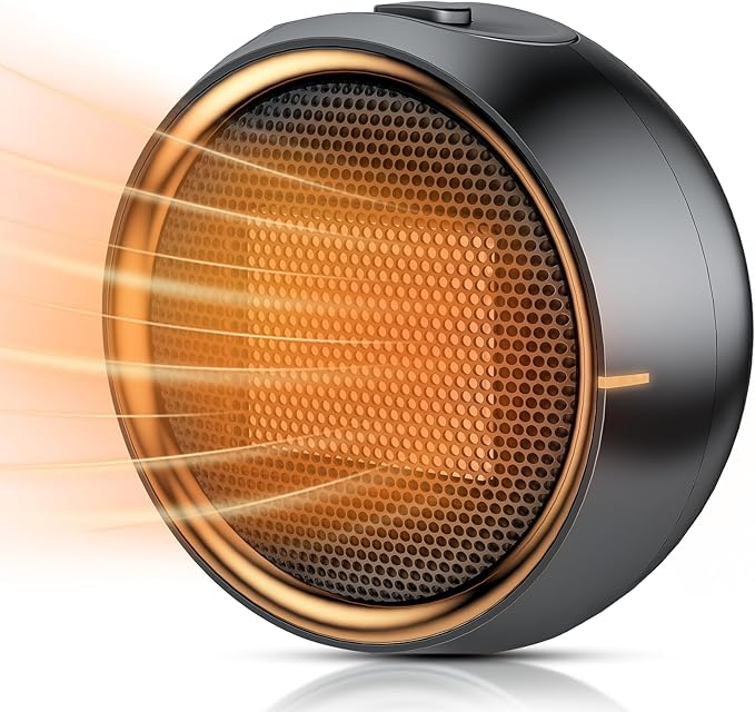 Space Heater, Portable Electric PTC Ceramic Heaters for Indoor Use, 2S Efficient Heating, Tip-Over & Overheat Protection, Quiet Small Mini Desk Heater for Bathroom Home Office Bedroom