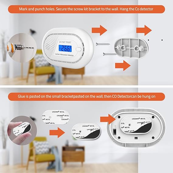 Carbon Monoxide with 10-Year Battery, Digital LCD Portable CO Alarm (2 Piece)