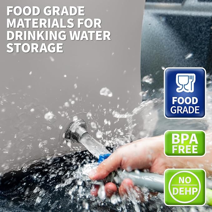 Water Storage Bladder for Drinking, TPU Water Bladder Tank, No BPA & PVC Portable Collapsible Flexible Container for RV Camping, Emergency Water Supply & Irrigation, Food-grade Materials, 100 Gallon