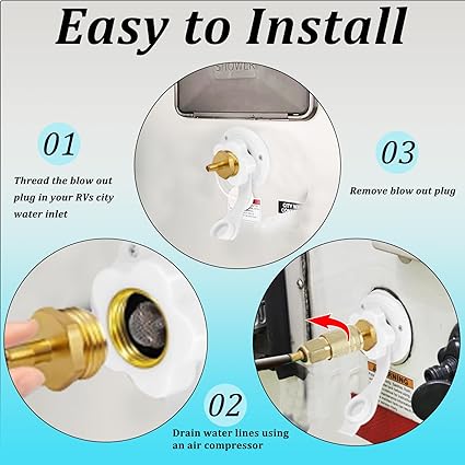 2Pcs RV Blow Out Winterizing Adapter, RV winterize Blowout Adapter, Camper Blow Out Adaptor with Schrader Valve to 3/4'' GHT Garden Hose Connection for RV Camper Travel Trailer Garden Hose