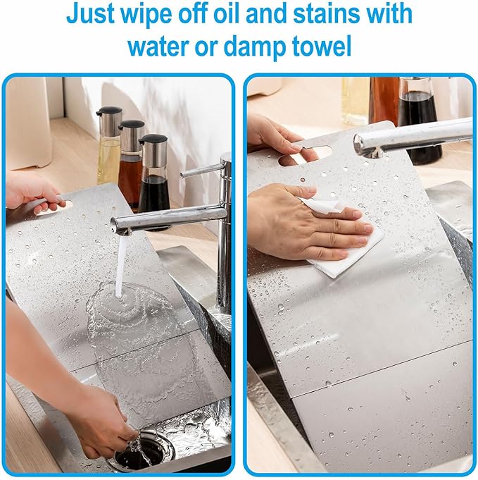 Over the Sink Cutting Board, Stainless Steel Over Sink Cutting Board, RV Sink Cover for Counter Space, Expandable Dish Drain Board, Kitchen Gadgets, 9.45" x 8.08"