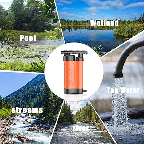 Emergencies Water Purification System – Compact Hand Pump Filter, High-Flow Rate, Durable Construction, Safe Clean Drinking Water Solution | Perfect for Disaster Preparedness, Travel, Wilderness