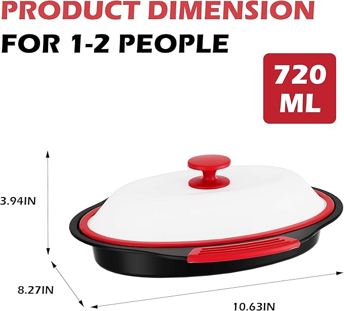 Microwave Grill Pan with Cover - Bacon Cooker, Crisper & Grilled Cheese Maker, Microwave Cookware,Dishwasher Safe for Easy Clean, Safe for Family,Dorms,Office,RV Essential