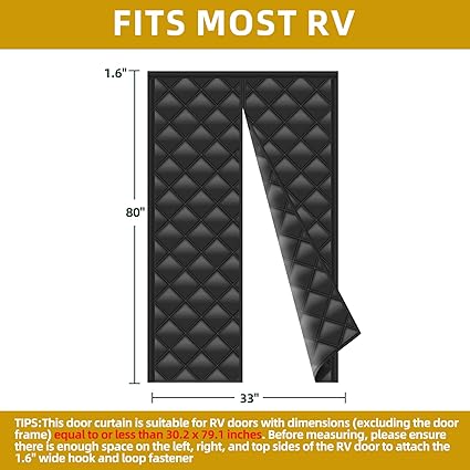 Camper Insulated Door Cover, RV Insulated Door Cover, RV Insulation, Size 33" X 80", Magnetic Thermal Insulated Door Curtain