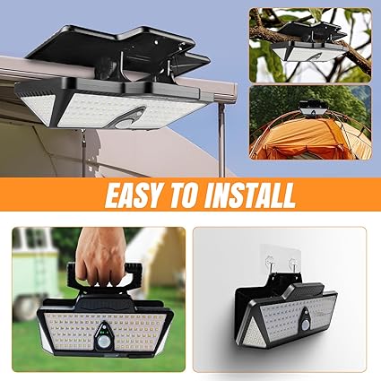 Solar Camping RV Outdoor Lights 208LED High Brightness Waterproof with Motion Sensor & Remote, 6000mAh Solar-Powered Exterior Lighting for Camper Porch & Trailers - Clip-On Design