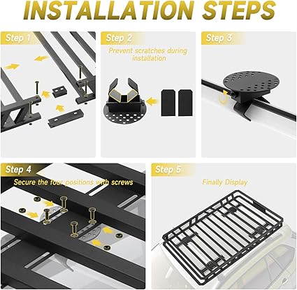 60" x 36" x 5" Roof Rack Cargo Basket, Heavy Duty Carbon Steel Rooftop Carrier, 250 lbs Capacity Waterproof Car Top Luggage Holder for SUV, Truck, RV, Pickup