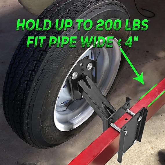 Spare Tire Carrier, Boat Trailer Spare Tire Mount, Heavy Duty Tire Holder Bracket for Utility Trailer Tires, Universal Fits 5x4.5, 5x5, 4x4, 6x5.5 Bolt Patterns On UTV/RV Trailer , Holds up to 350 Lbs