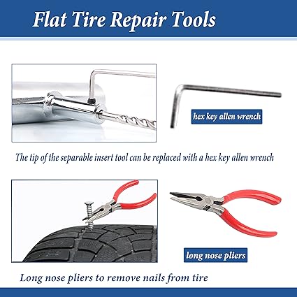 Tire Repair Kit, 68pcs Heavy Duty Tire Plug Kit, Universal Tire Repair Tools Flat Tire Puncture Repair for Car, Motorcycle, Truck, SUV, RV, ATV, Tractor, Trailer Fix Punctures and Plug Flats Patch Kit