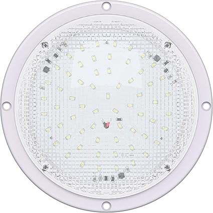 RV Trailer Camper 1000 Lumen 5th Wheel White 8.5" Round Scare Porch 12V LED Light (LED Light 1000 Lumen)