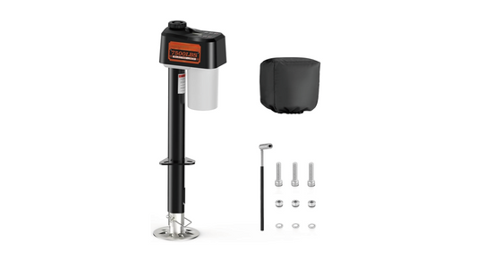 Electric Trailer Jack to 3500LBS,RV Electric Tongue Jack with Built-in Spirit Level for Travel Trailer, 10.24-33.46 Inch Extended,IP65 Waterproof Buttons,5.9 Inch Foot Pad