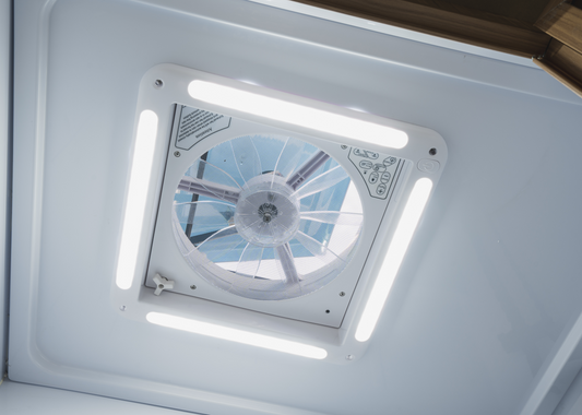 Bathroom 2-Way Fan with bright LED Light - 12v