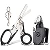 6-in-1 foldableTrauma Shears,Outdoor Camping Tools,Trauma Shears Foldable,Emergency Response Medical Scissors with Strap Cutter and Glass Breaker and Compatible Holster.(Black)
