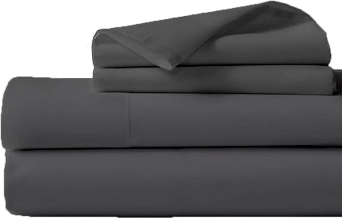RV Short Queen Sheets Sets 60 x 75 - 4 Pc RV Sheets Set - Hotel Luxury Short Queen Sheets for RV Camper - 600 Thread Count - 16" Deep Pocket Fitted Sheet - Soft Cotton RV Bed Sheets Sets - Dark Grey