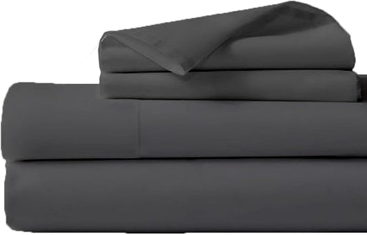 RV Short Queen Sheets Sets 60 x 75 - 4 Pc RV Sheets Set - Hotel Luxury Short Queen Sheets for RV Camper - 600 Thread Count - 16" Deep Pocket Fitted Sheet - Soft Cotton RV Bed Sheets Sets - Dark Grey