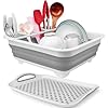 Collapsible Dish Drying Rack Portable Dish Drainers for Kitchen Counter with Drainboard, Kitchen Sink Organizer Basket RV Accessories Camper Storage and Organization Dish Rack Over Sink Drying Rack