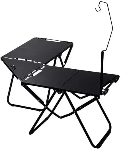 Outdoor portable folding carbon steel camping table, suitable for camping, barbecue, picnic, RV, outdoor cooking, travel - single or set (Black combination set, inch, 6.3, inch, 19.7, inch, 15.5)