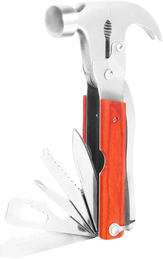 Multi-Purpose Outdoor Tools, 16-in-1 Camping Accessories, Hammers, Pliers, Bottle Openers