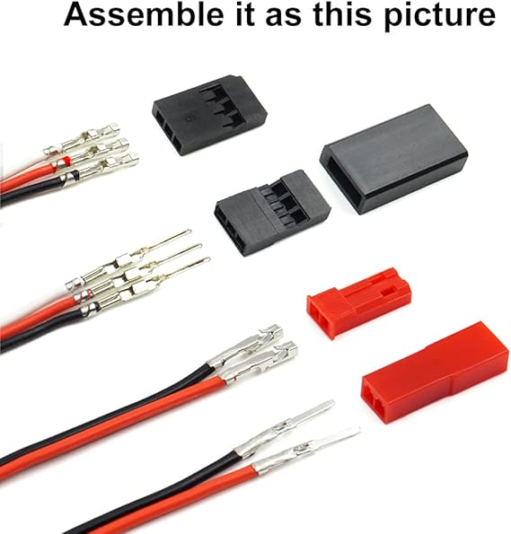 55 Sets Servo Plug Male Female Connector Crimp Pin Cable Kit with Crimping Tool Compatible JST SYP Futaba for Hitec Spektrum RC