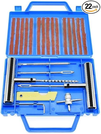 22pcs Tire Repair Kit, Heavy Duty Tire Plug Kit, Heavy Duty Tire Repair Tools & Tire Repair Set for Car, Truck, ATV, RV, SUV,Lawn Mower,Motorcycle,Tractor, Trailer