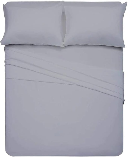 RV King Bed Sheets 72 x 80, 4-Piece Bed Sheets for Campers & Travel Trailers, Fits upto 6-10" Deep Pocket, Luxury Soft Brushed Microfiber, RV King Sheets Set, King Sheets for Motorhomes - Light Grey