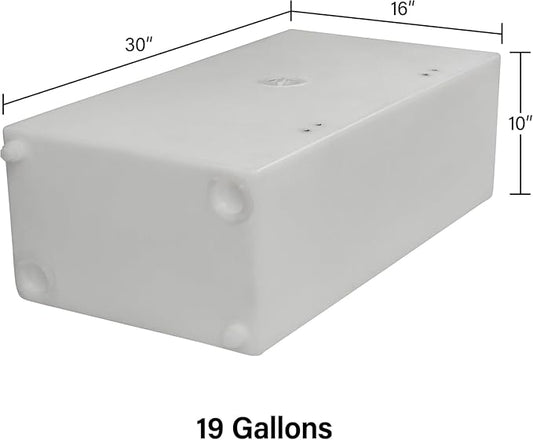 19 Gallon RV Fresh Water Tank, Potable Water Storage Tank for Drinking, Cooking, Cleaning, Showering, for Campers, Trailers, Motorhomes, RVs, Cube Shape, 30" x 16" x 10" (WT-5450)