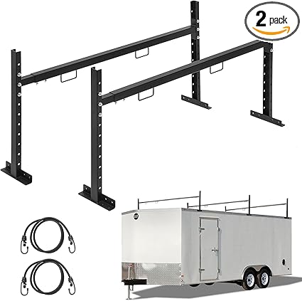 Adjustable Roof Ladder Racks,Trailer Ladder Racks Fit for 4'-7' Enclosed Trailers Cargo Vans Trucks – 2 Pack, Black