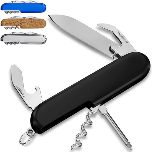 Small Pocket Knife 6 in 1 - Keychain Multitool - Compact Kids Pocket Knife with Bottle Opener, Can Opener, Corkscrew, Phillips Screwdriver - EDC Gift for Men, Women, Camping, Hiking, Travel - 5005