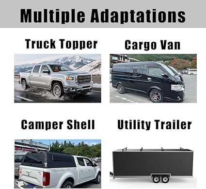 60" Pickup Crossbar-Truck Topper Ladder Rack Camper Shell Roof Rack for Van Trailer Truck Cap Rack - Aluminum Black