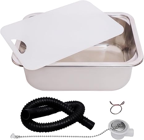 15x11 Inch Stainless Steel Undermount RV Sink with Cutting Board, Bar Sink, Hand Wash Basin Set, Perfect for RV, Boat, Home Kitchen