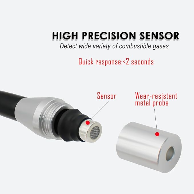 Natural Gas Detector, Gas Leak Detector with 11-Inch Gooseneck, Locating The Source of Propane, Natural Gas, Methane, LPG and Combustible Gas Leak for Home and RV
