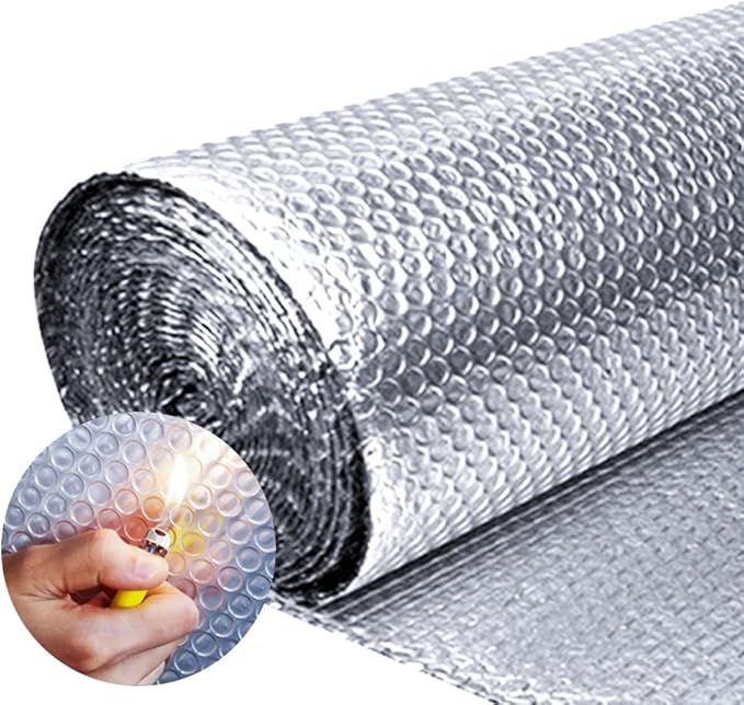 24"x 10 Ft Reflective Window Insulation,Rv Insulation for Keep Heat, Double Reflective Insulation Fireproof B2 Thermal Insulation Roll for Winter Weatherproof Attics, Windows, Garages RV's, Ducts