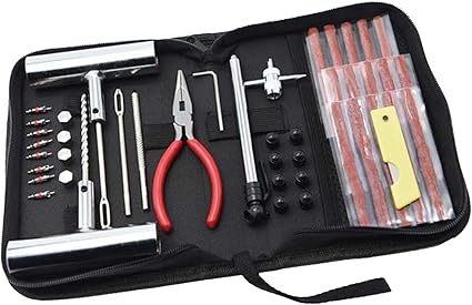 45PCS Car Tire Repair Kits, Heavy Duty Tire Plug Kit to Fix Punctures Plug Flats, Vehicle Patch Repairing Set Accessories, Universal for SUV, RV, Truck, Tractor, Trailer, Motorcyle (45PCS)