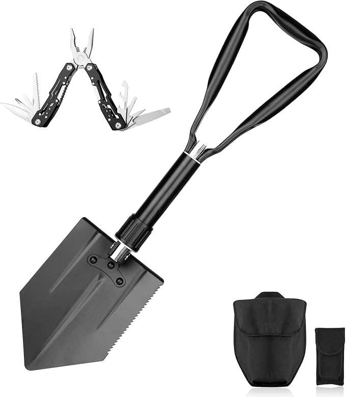 14-in-1 Tactical Multi-Tool with Locking Mechanism & Folding Shovel - Survival Gear for Camping, Snow, Hiking, Hunting, Emergency Readiness (14-1Multi-Tool)