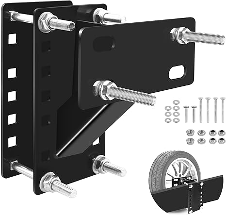 Spare Tire Mount, Universal Spare Tire Carrier Holder for Utility Trailer Boat, Fits 4 & 5 & 6 Lugs Trailer Wheels On 4", 4.5'', 4.75'', 5'' and 5.5'' Bolt Patterns (Black)