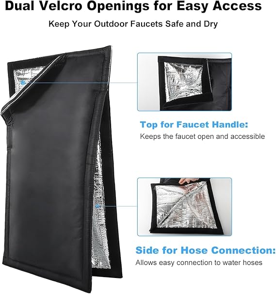 Insulated Outdoor Faucet Cover for RV Park & Yard Hydrant, 25”H x 13.5”W, Freeze and Heat Protector for Winter & Summer, Ideal for Garden, Lawn, and Sprinkler Systems