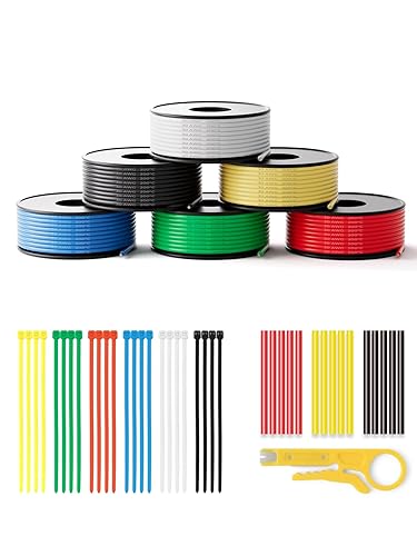 30 Gauge Wire 394ft,Stranded Silicone Electrical Wire Spool 30 AWG,65.6ft/20m 6 Colors,Flexible Tinned Copper Hook up Wire Kit for LED,RC Models,DIY Projects,Electrical Wiring,Automotive,200°C