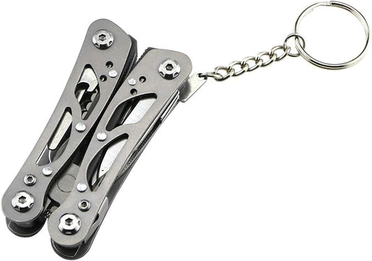 Mini Multitool Outdoor Small Pliers,Pocket Multitool Mini Pliers With Knife,Smart Plier,Bottle Opener,Double-sided polishing multools,15 In 1 Stainless Steel Accessible Tools(Grey)
