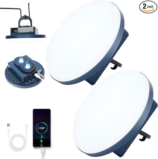 12000mAh 5000LM Camping Lights 2Pack, 42W Tent Light Rechargeable, Flashlight Portable, LED Camping Lantern, Canopy Lights Outdoor, Lanterns for Power Outages, Waterproof Emergency Gear for Hurricane