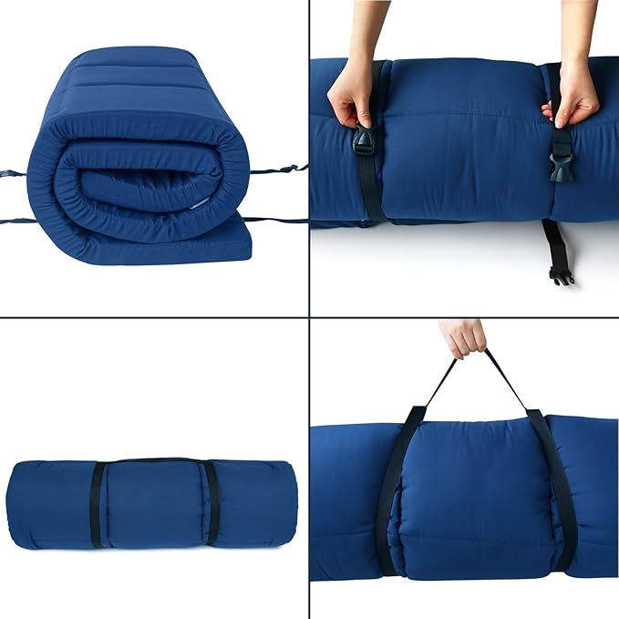 Cot Mattress Topper (Improved Thickness), Foam Quilted Pads for Camping, Soft Comfortable Sleeping Cot Mattress Pad Only, Camping Pad 75"x30" for Camp Cot/Rv Bunk/Narrow Twin Beds, Navy