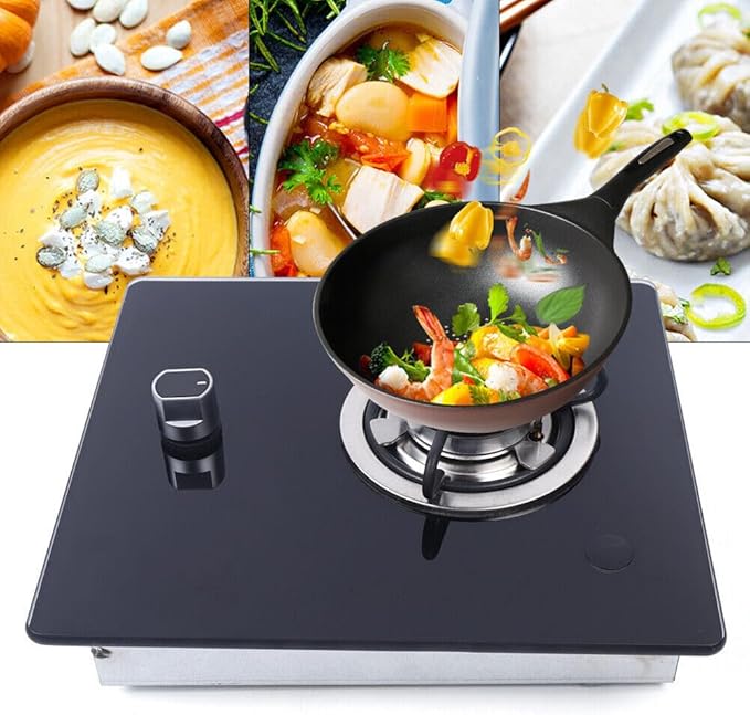 Gas Stove, Single Burner RV Camper LPG Gas Stove Hob 1-Burner Camper Van Boat Cooker with Tempered Glass, Portable Outdoor Camping Cooking Stove Propane Stove for Boat Caravan Camper
