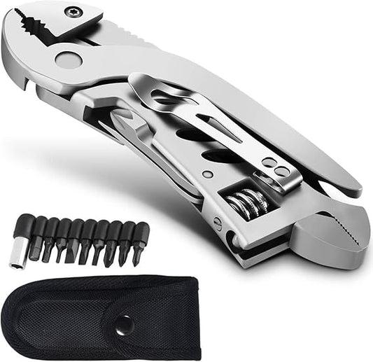 Multitool Wrench With 7 Tools/Pliers/Wire Cutter/Flat Screwdriver/Phillips Screwdriver/Portable Folding Multifunctional Adjustable Multi Purpose Stainless Steel Tool