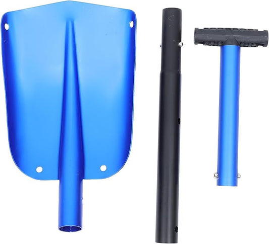 Aluminum Alloy Multifunction Folding Snow Shovel and Ice Removal Tool for Car Emergency and Outdoor Sand Removal, Blue, Portable Disaster Prevention Equipment